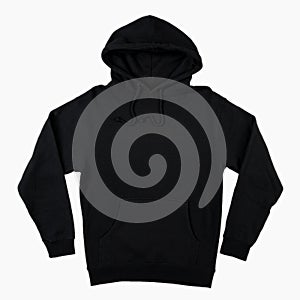 Blank black male hooded sweatshirt long sleeve with clipping path 