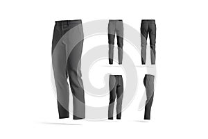 Blank black man pants mock up, different views