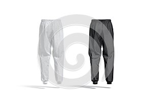 Blank black and melange sport sweatpants mockup, back view