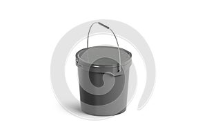 Blank black paint bucket with handle mock up isolated