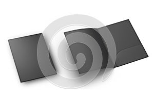 Blank black paper A4 folder mockup isolated on white background.