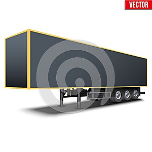 Blank black parked semi trailer