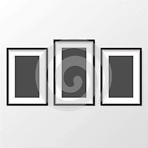 Blank black picture frame for photographs. Vector