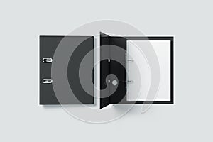 Blank black ring binder folder design mock up top view