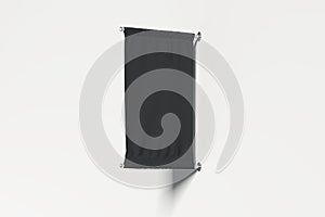 Blank black roll up on white background, 3d rendering.
