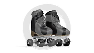 Blank black roller skates with wheels mockup pair, looped rotation
