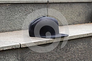 Blank black snapback hat cap flat visor for mockup