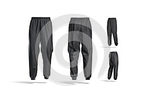 Blank black sport sweatpants mock up, different views