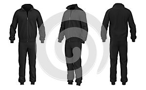 Blank black sport tracksuit. 3d rendering. photo