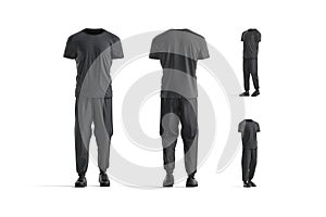 Blank black sport uniform mock up, different views