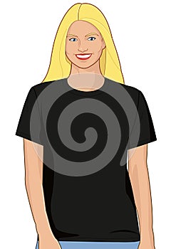 Blank Black T-shirt Model Woman 4