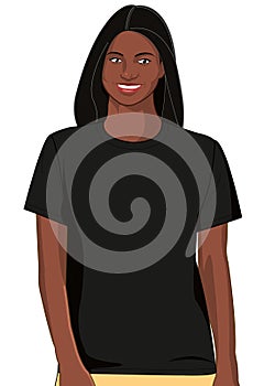 Blank Black T-shirt Model Woman 5
