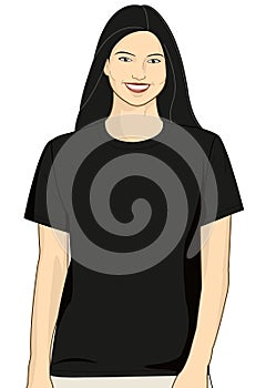 Blank Black T-shirt Model Woman 6