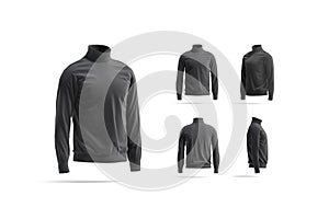 Blank black turtleneck sweater mockup, different views photo