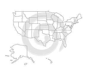 Blank black vector outline map of USA, United States of America photo