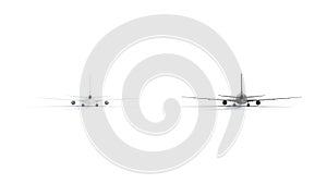 Blank black and white airplane mockup set, looped rotation