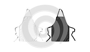 Blank black and white apron with strap mockup, top view
