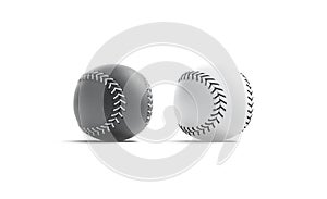 Blank black and white baseball ball with seam mockup, half-turned photo