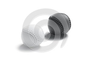 Blank black and white baseball ball seam mockup, side view