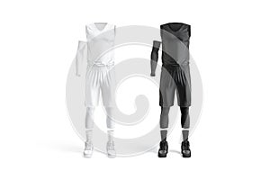 Blank black and white basketball uniform mockup, front view photo