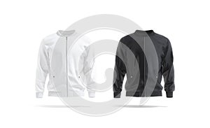 Blank black and white bomber jacket mock up, front view