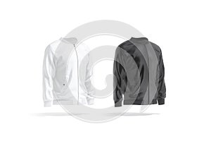 Blank black and white bomber jacket mock up, side view