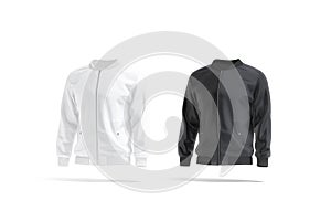 Blank black and white bomber jacket mockup, side view