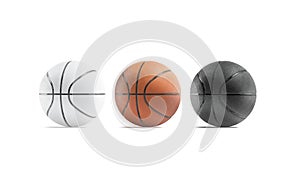 Blank black, white and brown basketball ball mockup, front view