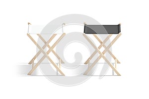 Blank black and white camp folding stool mockup, front view