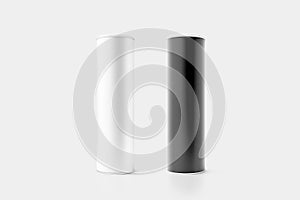 Blank black and white cardboard cylinder box mockup