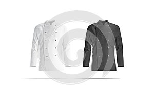 Blank black and white chef jacket mockup set, front view