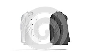 Blank black and white chef jacket mockup, side view