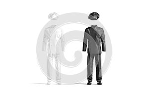 Blank black and white chef uniform mockup set, front view