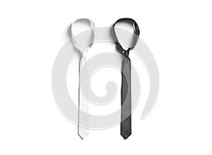 Blank black and white classic neck tie mockup, top view