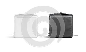 Blank black and white delivery bag mockup, front view