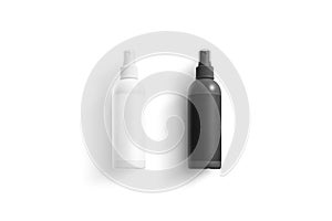 Blank black and white deodorant bottle mock up, top view