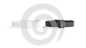 Blank black and white dog collar with plastic buckle mockup