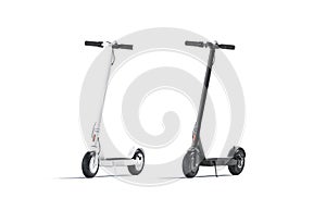 Blank black and white electric scooter mock up, front view photo