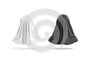 Blank black and white female al-amira mockup, back view