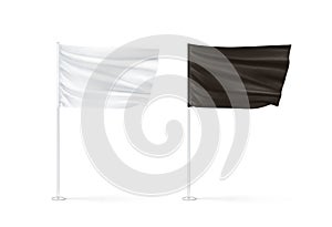 Blank black and white flag mockup set, waving