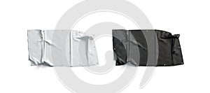 Blank black and white folded stretch banner mockup set, isolated,