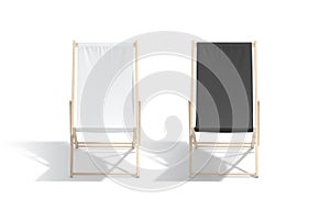 Blank black and white folding beach chair mockup, front view