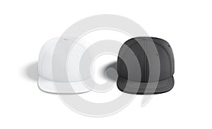 Blank black and white jeans snapback mockup set, front view