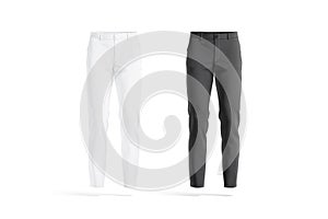 Blank black and white man pants mockup, front view