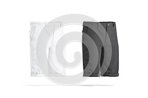 Blank black and white men shorts mockup, side view