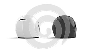 Blank black and white motorcyclist helmet mockup, looped rotation