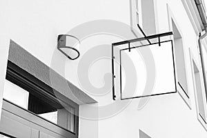 Blank black and white outdoor business signage