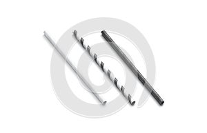 Blank black and white paper straws mock up isolated