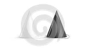 Blank black and white party hat mockup set, isolated