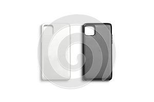 Blank black and white phone case mockup set, top view